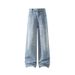 Men's American Deconstructed Denim | Curved Hem Straight-Leg Jeans | Oversized Washed Trousers | 90s Vintage Baggy Pants For Streetwear_mkmklike.com