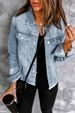 Vintage Washed Denim Jacket For Women – Non-Stretch Distressed V-Neck Long Sleeve Coat (S-2XL, Dark/Light Blue)_mkmklike.com