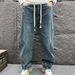Men's High Street Wide Leg Curved Jeans Trendy Washed Retro Style American Brand New Straight Loose Fit 13_mkmklike.com