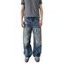 Men's Retro Washed High Street Style Distressed Ripped Loose Straight Leg Jeans Floor Length Clothing_mkmklike.com