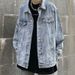 Loom European And American High Street Style Retro Washed Distressed Loose Denim Jacket Unisex Solid Color Simple Versatile_mkmklike.com