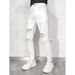 Men's Clothing Spring And Summer New High Street Hole Jeans Men's Pants Slim Small Straight Black Beggar White Hip Hop Pants_mkmklike.com