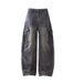 Men's Clothing Heavyweight Patchwork Washed Distressed Scimitar Jeans For Men With Multiple Pockets Wide Leg Loose Overalls_mkmklike.com