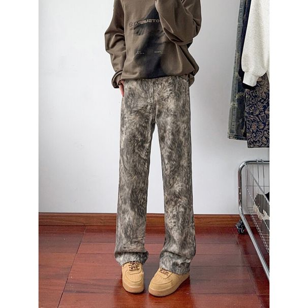 American Tie-Dye Printed Jeans For Men Spring Summer Youth Street Style Cool Straight Slim Fit Long Pants_mkmklike.com