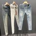Men's Clothing Washed Blue Ripped Jeans Men's Autumn New Style Personality Scraped Slim Fit High Versatile Trousers_mkmklike.com