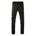 Men's Clothing High Street Ripped Patches Slim Fit Skinny Slim Fit Distressed Jeans - High Street Style Patchwork Skinny Pants For A Stylish Look_mkmklike.com