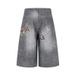 Retro 3D Graffiti Print Denim Capri Pants For Women & Men - Loose Fit Wide Leg Cropped Jeans_mkmklike.com