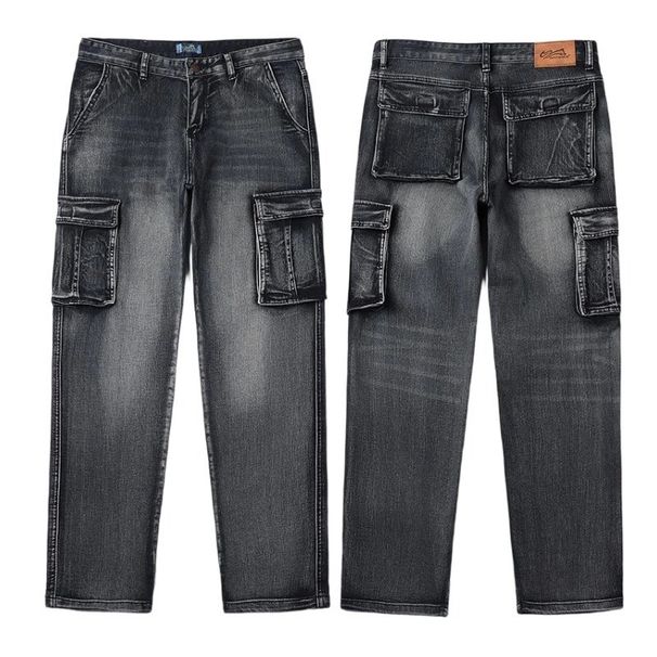 Retro Multi Pocket Climbing Sport Outdoor Jeans Men's Loose Straight Tube Comfortable Large Size Jeans_mkmklike.com