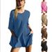 Women's short sleeve halter V-neck loose casual pocket jumpsuit_mkmklike.com