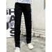 Light Blue Stretch Denim Jeans – Patchwork Layered Straight-Leg Pants For Men & Women Versatile Straight-Leg Fit_mkmklike.com