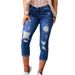 Summer High-Waisted Ripped Stretch Capri Pants for Women Slim Fit Versatile Denim Capri Pants_mkmklike.com
