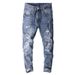 Pure Spring And Autumn Ripped Men With Patche, Cotton Caual Trendy Men' Jean, Youth Stretch Slim Fit For Men, Skinny_mkmklike.com