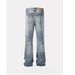 Men's High-Waist Flared Jeans Trendy High Street Style Cross Border American Retro Washed Blue Ripped Pants Floor Length_mkmklike.com