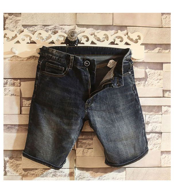 Men's Clothing Denim Shorts Korean Straight Ins Dongdaemun 5 Five Point Pants Fashion Trend Washed Mid Length Pants_mkmklike.com