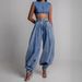 Women's High Waist Zipper Leg Jeans Loose Casual Retro Pants Summer Clothing Style_mkmklike.com