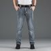 High Quality Stretch Straight Leg Men's Jeans Retro Casual Business Slim Fit Classic Trousers for Autumn_mkmklike.com