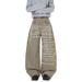 Men's Casual Khaki Jeans With Letter Print – Relaxed Straight Fit, Distressed Hem, Trendy Fall Fashion_mkmklike.com