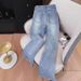 Women’s Clothing Light Blue Hot Diamond Flared Jeans For Women Spring New Elastic Slim All Match Flared Horseshoe Trousers_mkmklike.com