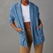 Trendy Washed Denim Blazer For Women – Oversized Boyfriend Jacket With Notched Lapel, Street Style Blue Blazer_mkmklike.com