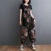 Summer Vintage-tyle Plu-ize Women' Denim Overall, Looe Fit, Printed, Large Pocket, Drop-crotch, Caual Harem_mkmklike.com
