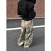 Retro American Letter Print Camouflage Casual Pants Straight Wide Leg Versatile Jeans for Men And Women Instagram Style_mkmklike.com