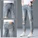 Men's High-End Slim Fit Ripped Cropped Jeans 2024 Trendy Brand Skinny Jeans for Summer Versatile_mkmklike.com