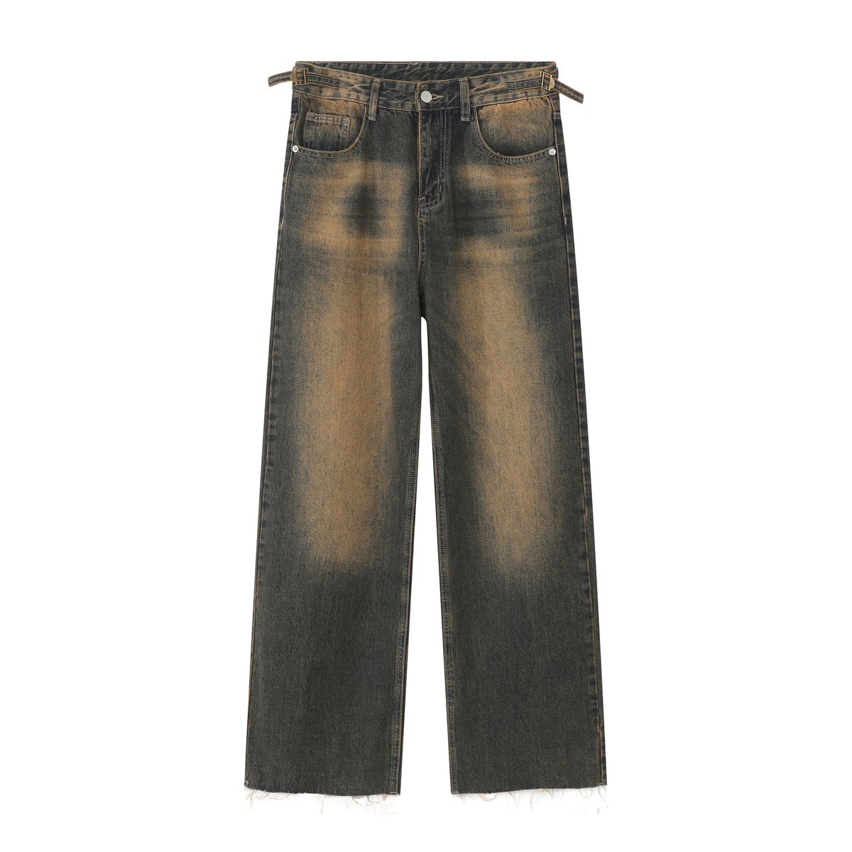 EF JEANS | 2023 Autumn And Winter New Retro Washed Drape Loose Jeans Men's Black Straight Wide-leg Pants_mkmklike.com