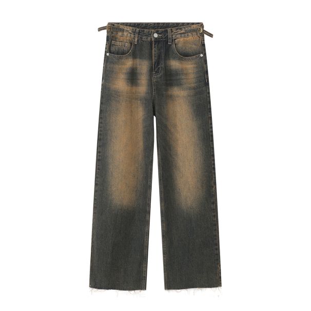 EF JEANS | 2023 Autumn And Winter New Retro Washed Drape Loose Jeans Men's Black Straight Wide-leg Pants_mkmklike.com