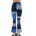 Women's Clothing Autumn New Fashion Contrast Patchwork High Waist Tight Hip Flared Women's Denim Trousers_mkmklike.com
