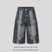 Vintage Americana Star Patch Embroidered Distressed Denim Capri Pants For Men And Women, High Street Summer Wide Leg Cropped Trousers_mkmklike.com