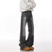 Men's Fashion Washed Smoke Grey Jeans - Vintage Straight & Slight Flare Denim Pants With Trendy Curve Hem_mkmklike.com