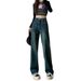 Fleece-Lined Jeans For Women, Autumn And Winter New High-Waisted Loose Straight-Leg Pocket Design Draped Wide-Leg_mkmklike.com