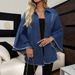 Women's Oversized Denim Jacket (80% Polyester, Drop Shoulder, Batwing Sleeves, Cropped Length, S-3XL, Blue, Streetwear Staple, Berlin Vintage Vibe)_mkmklike.com