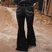 Women's Retro Style mid Rise Stretch Flared Jeans Embroidered Slimming Tight Fit Casual Denim Pants for Spring/Autumn & Summer_mkmklike.com