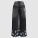 Women's Fashionable Embroidered Stretchy Loose Casual Cropped Jeans Relaxed Everyday Wear Versatile Comfortable Feshion Trend_mkmklike.com