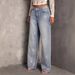Women's Mid-Rise Wide Leg Jeans Retro Style Stamped Detailing Exclusive Cross Border Collection_mkmklike.com