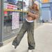 Vintage Washed Print Jeans Women's Low-Rise Loose Fit Distressed Flare Boho Streetwear Casual Long Pants_mkmklike.com