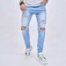 Men's Clothing Jeans Trend Casual Ripped Slim Fit Small Foot Stretch Men's Pants Selfie_mkmklike.com