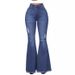 Women's Clothing New Autumn Versatile Casual Wide Leg Knee Ripped Denim Flared Trousers, Flared Trousers_mkmklike.com