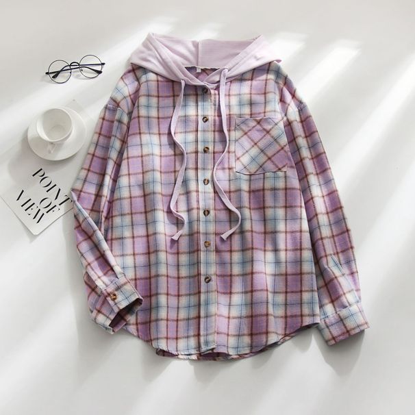 Women's Clothing autumn and winter new hooded sweatshirt buttoned casual shirt jacket_mkmklike.com