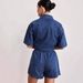 Women's Clothing Retro Casual Loose Pocket Short Sleeved Shirt Shorts Denim Two Piece Suit_mkmklike.com