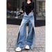 American Retro Two-way Straight-leg Jeans Women, New Trendy High-waisted Loose Slimming Wide-leg Pants For Fashionable_mkmklike.com