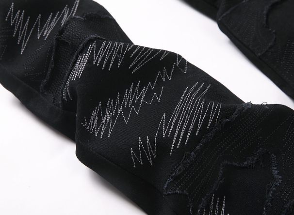 Men's Clothing Black High Street Slim Fit Flare Jeans For Men Youth Nightclub Embroidered Stretch Denim 8275_mkmklike.com