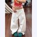 Unisex Punk Style Embroidered Jeans – Oversized Streetwear Denim Pants With Edgy Print (White, S-3XL)_mkmklike.com