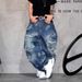 Men's Clothing Vibe Niche Trend Brand Handsome Big Hole Beggar Jeans Men Cityboy Wasteland Dirty Wash Wide Leg Long Pants_mkmklike.com