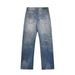 Washed White Jeans Men's Loose Casual Straight Long American Street Style Ins Vintage Distressed Wide Leg Pants_mkmklike.com