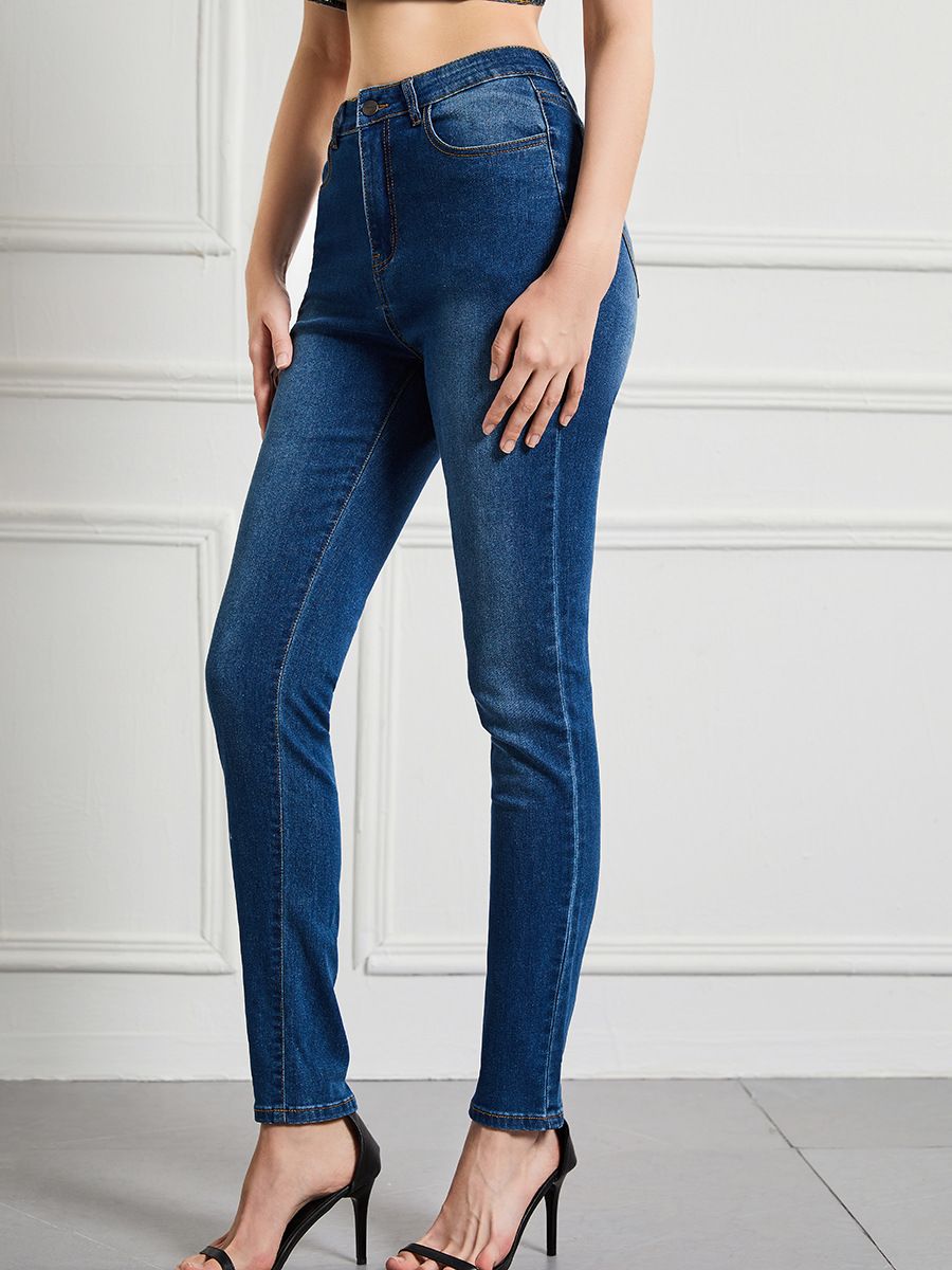 Women's Clothing Women's Jeans Slim High Waist High Elastic Skinny Pants Large Size Women's Pants Basic_mkmklike.com