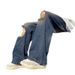 American Retro High Street Washed Distressed Ripped Jeans Men's Loose Straight Leg Wide Leg Pants Unique Oversized Fit_mkmklike.com