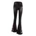 Women's Clothing Elastic Heavy Industry Embroidered Flower Flared Pants Black Jeans Trousers For Women_mkmklike.com