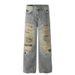 Unisex Distressed Embroidered Washed Jeans – Loose Straight Leg Denim Pants For Men & Women, Vintage Streetwear Style_mkmklike.com